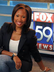Tisha on set at FOX 59 News in Indianapolis, IN.